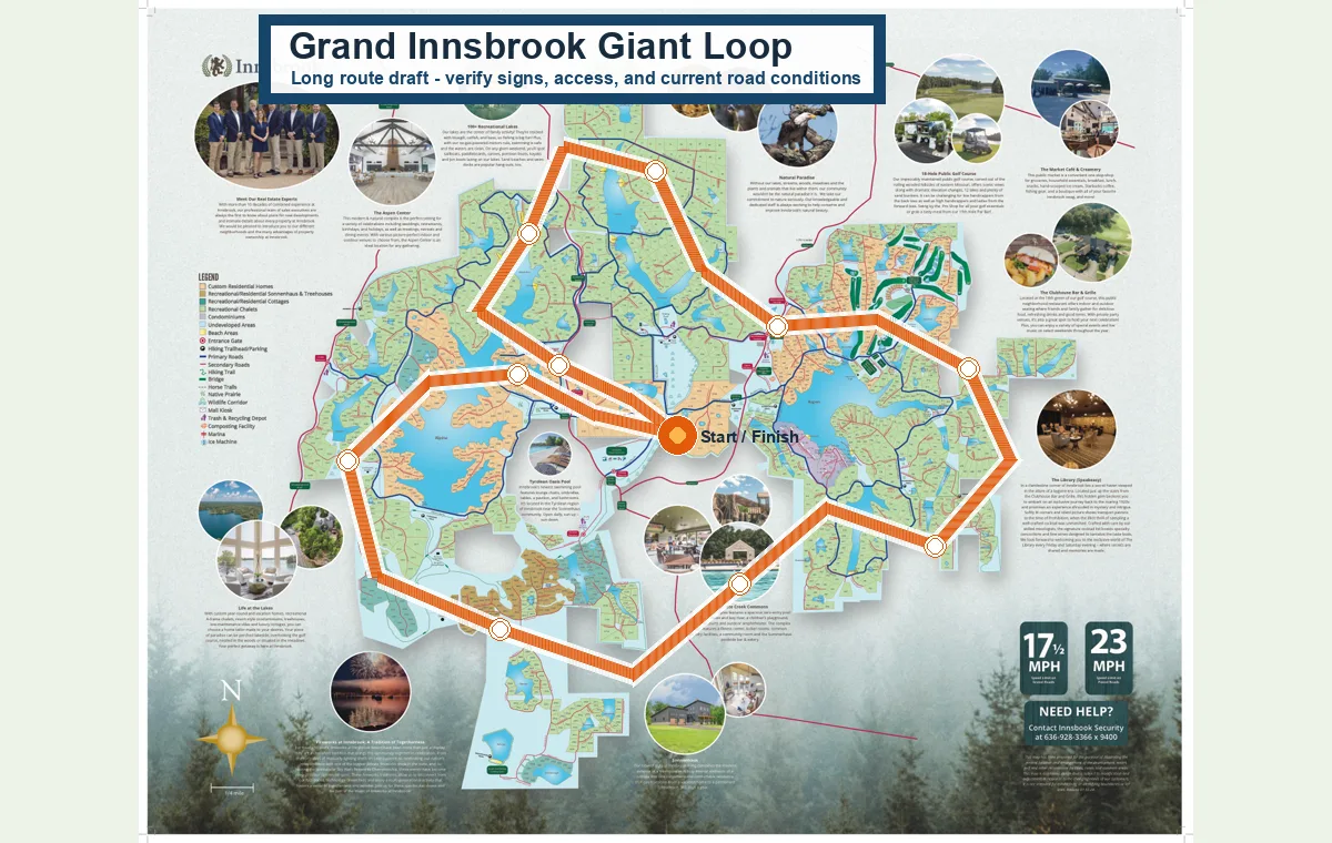 Full Innsbrook development map for the Grand Innsbrook Giant Loop scenic drive.