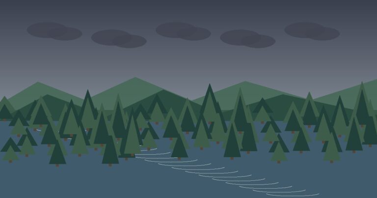 Severe storm clouds over a wooded Missouri lake community.